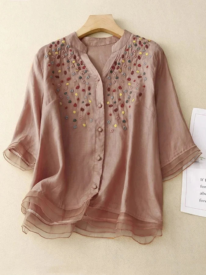 Pure Cotton Elegant Embroidered Shirt