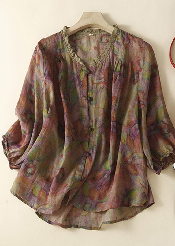 Organic Pure Cotton Printed Ruffled Shirts