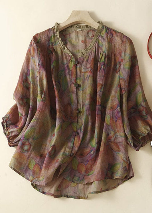 Organic Pure Cotton Printed Ruffled Shirts
