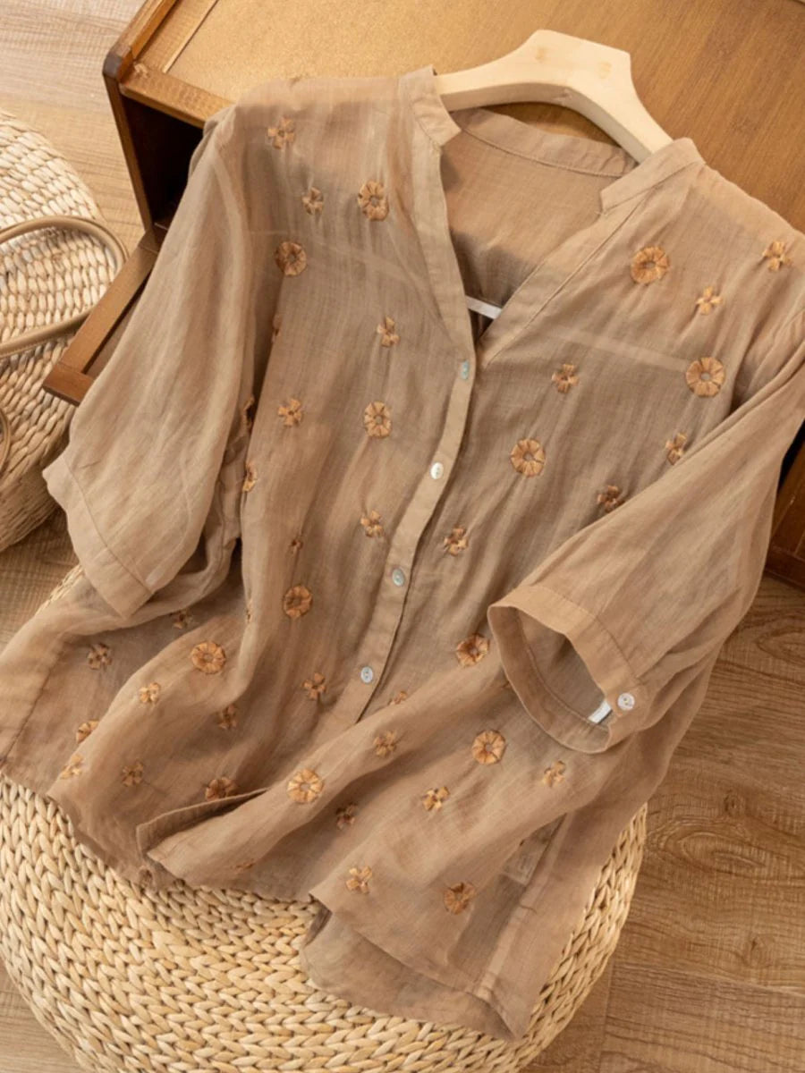 Pure Cotton Embroidered Shirt